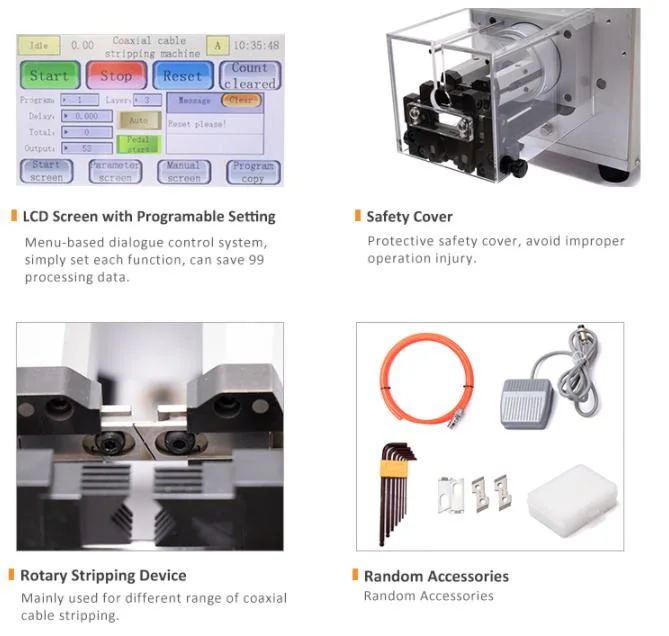 Max Diameter 40mm Semi-Auto RF/Rg Coaxial Cable Shields Cable Rotary Cutter Blade Stripper Wire Stripping Machine Coax Cable Strippe