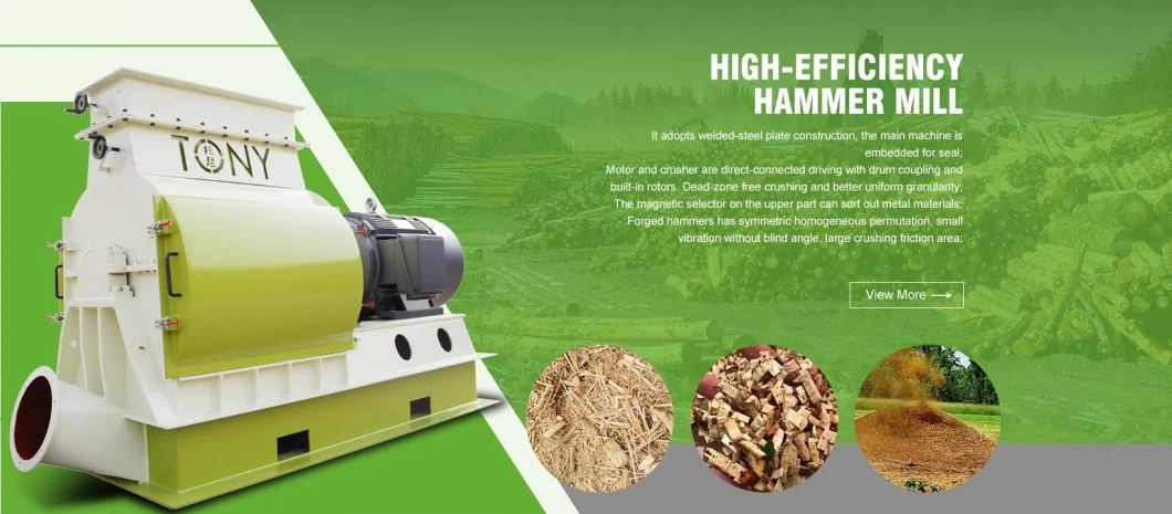 Single Shaft Wood/Bamboo Raft Crusher Wood Hammer Mill