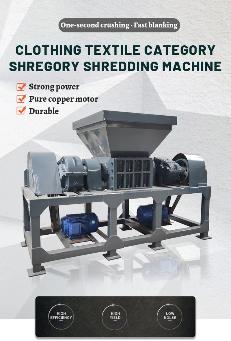 CE Certified Industrial Waste Rubber Tire Double Shaft Shredder Metal Scrap Crusher